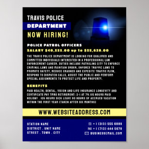 Blue Line & Siren, Police Officer Recruitment Poster
