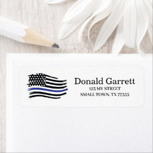 Blue Line US Flag First Responder Address