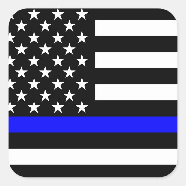 Blue Line US Flag Square Sticker (Front)