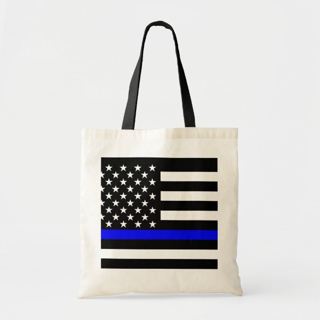 Blue Line US Flag Tote Bag (Front)