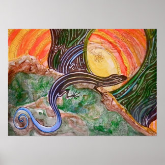 Blue Lined Skink Poster