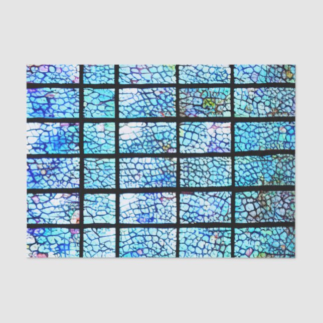 Blue Lined Stained Glass Effect Decoupage Tissue Paper (Front)