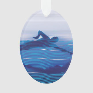 Blue Lined Swimmer Silhouettes Ornament