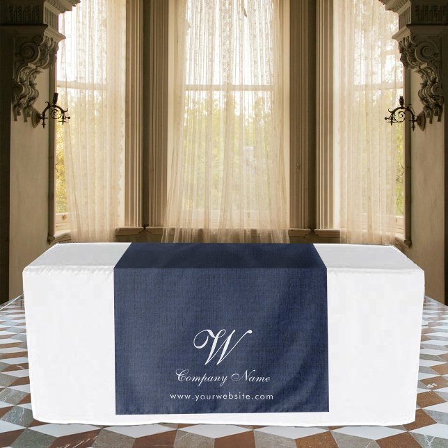 Blue Linen Business Table Runner Banner Script Tapestry (Blue Linen Business Table Runner Banner Script Tapestry)