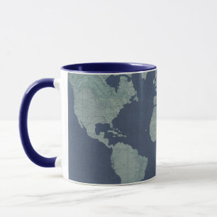 Blue Linen World Map Mug