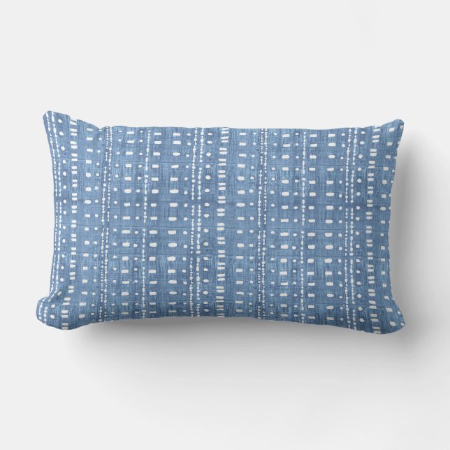 Blue Lines and Dots Throw Pillow (Front)
