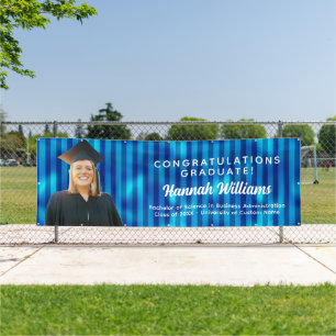 Blue Lines Custom Photo Congratulations Graduate Banner
