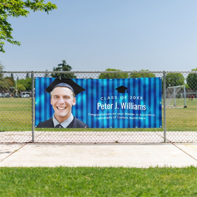 Blue Lines Custom Photo Graduation Congratulations Banner (Insitu)