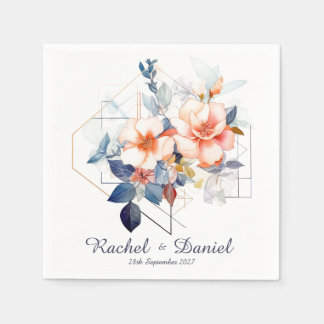 Blue Lines&Flowers: Wedding Napkins