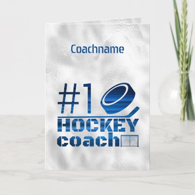 Blue lines - Number 1 hockey coach thank you card (Front)