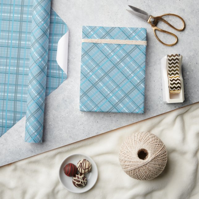 Blue lines on Dusty Blue base Simple Versatile  Wrapping Paper (Crafts)