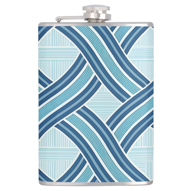 Blue Lines Pattern Hip Flask (Front)