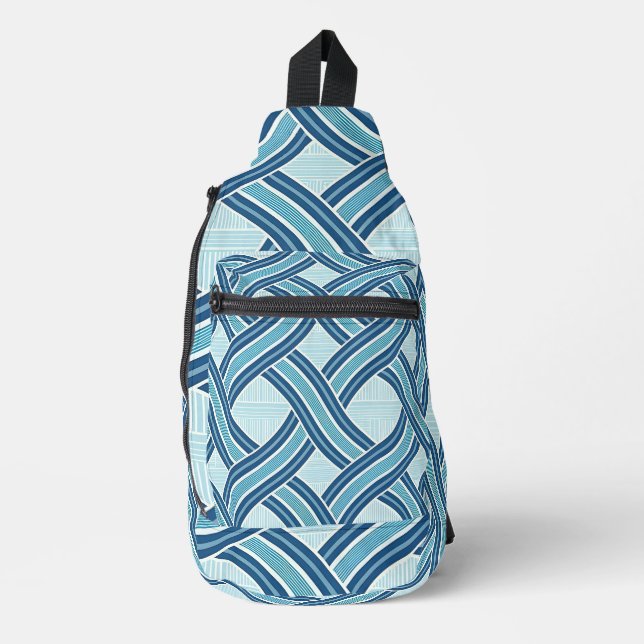 Blue Lines Pattern Sling Bag (Front)