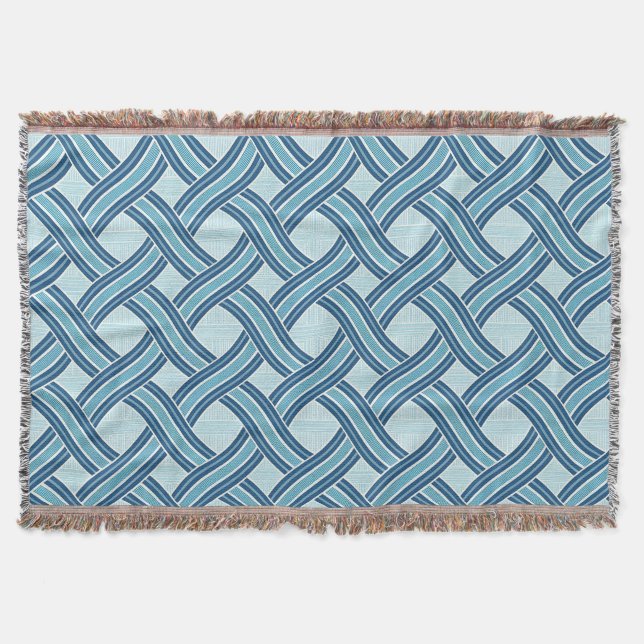 Blue Lines Pattern Throw Blanket (Front)