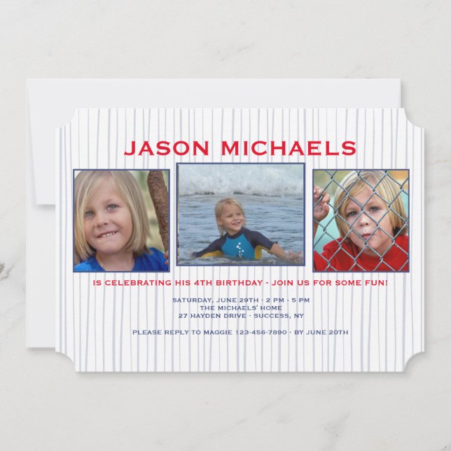 Blue Lines Photo Invitation (Front)