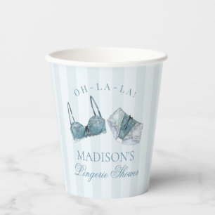 Blue Lingerie Shower Bachelorette Bridal Decor Paper Cups