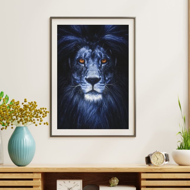 Blue Lion Animal Portrait Wall Art (Creator Uploaded)