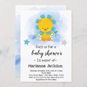 Blue Lion  Baby Shower Invitation