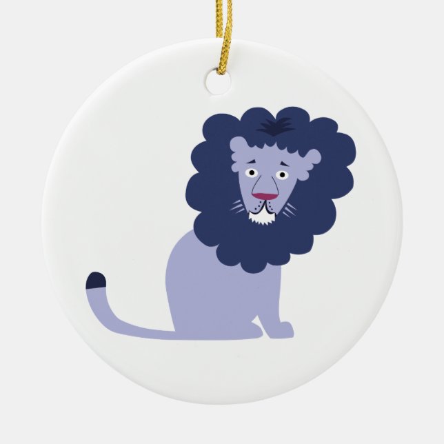 Blue lion blue ceramic tree decoration (Front)