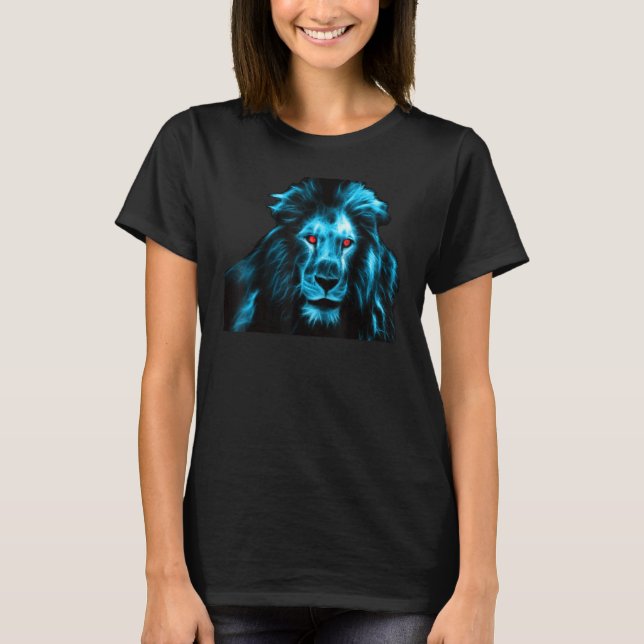Blue Lion Face Paint Art For Lion T-Shirt (Front)