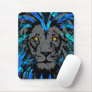 Blue Lion Head - Lion Portrait - Lion Mousepad
