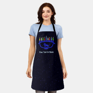 Blue Lion Menorah Apron