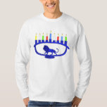 Blue Lion Menorah T-Shirt<br><div class="desc">Features a lion-themed Chanukkah menorah with all eight candles and the shamash burning. Chanukkah is the mid-winter "Festival of Lights."</div>
