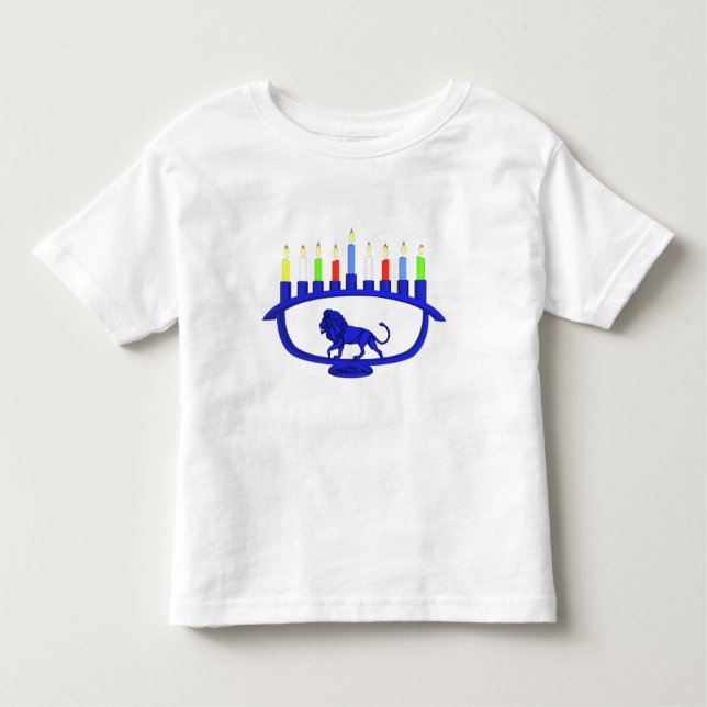 Blue Lion Menorah Toddler T-Shirt (Front)