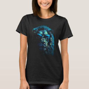 Blue Lion Sunglasses  Animal Motif Zoo Lion T-Shirt
