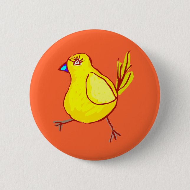 Blue Lipped Chick 6 Cm Round Badge (Front)
