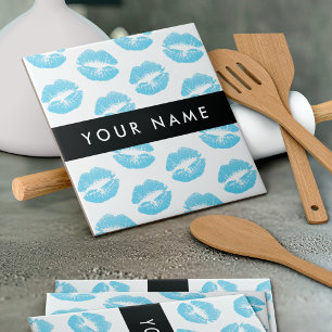 Blue Lips, Kiss, Lipstick, Your Name, Personalise Tile