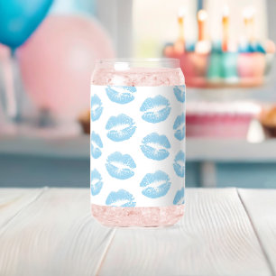 Blue Lips, Pattern Of Lips, Blue Lipstick, Kiss Can Glass