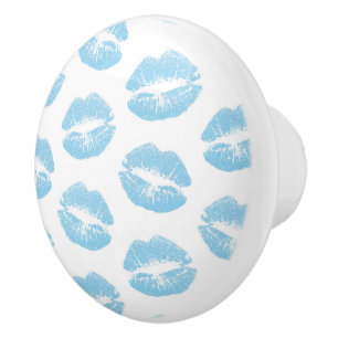 Blue Lips, Pattern Of Lips, Blue Lipstick, Kiss Ceramic Knob