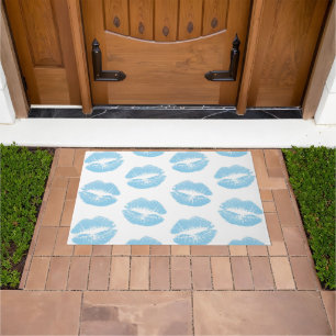 Blue Lips, Pattern Of Lips, Blue Lipstick, Kiss Doormat
