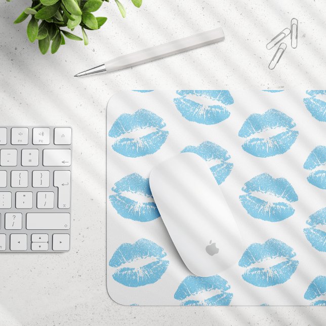 Blue Lips, Pattern Of Lips, Blue Lipstick, Kiss Mouse Pad (Creator Uploaded)