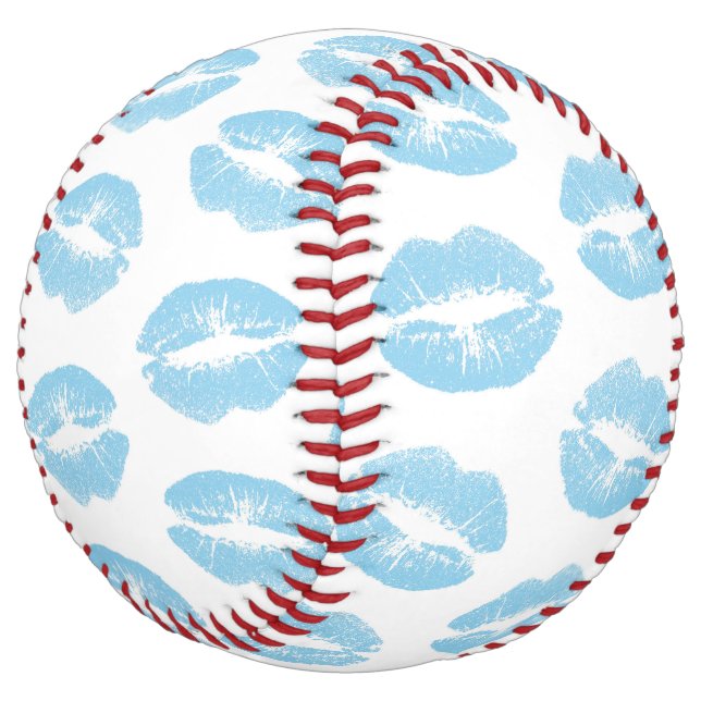 Blue Lips, Pattern Of Lips, Blue Lipstick, Kiss Softball (Angled)