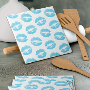 Blue Lips, Pattern Of Lips, Blue Lipstick, Kiss Tile
