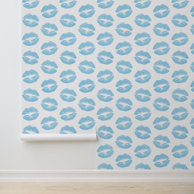 Blue Lips, Pattern Of Lips, Blue Lipstick, Kiss Wallpaper (Application)