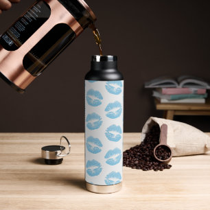 Blue Lips, Pattern Of Lips, Blue Lipstick, Kiss Water Bottle
