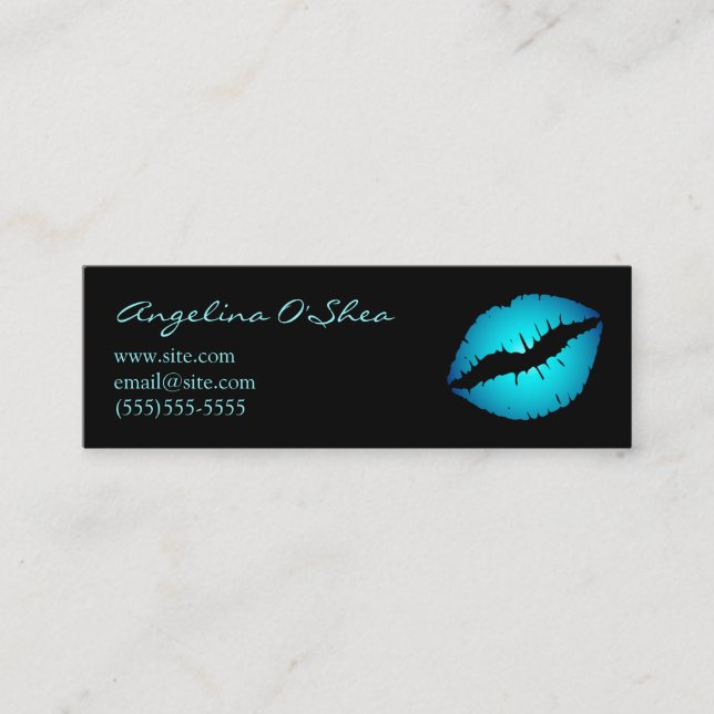 Blue Lipstick Skinny Business Card (Front)