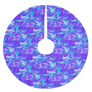 Blue Liquefied Marble Pattern, Brushed Polyester Tree Skirt