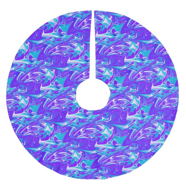 Blue Liquefied Marble Pattern, Brushed Polyester Tree Skirt (Front)