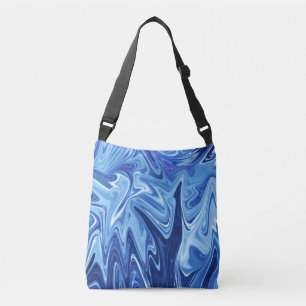 Blue liquid abstract pattern crossbody bag