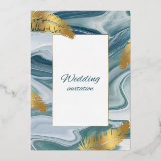 Blue Liquid Marble Wedding Invitation | Premium El