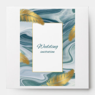 Blue Liquid Marble Wedding Invitation | Premium El Envelope