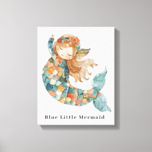 Blue Litte Mermaid Canvas Print