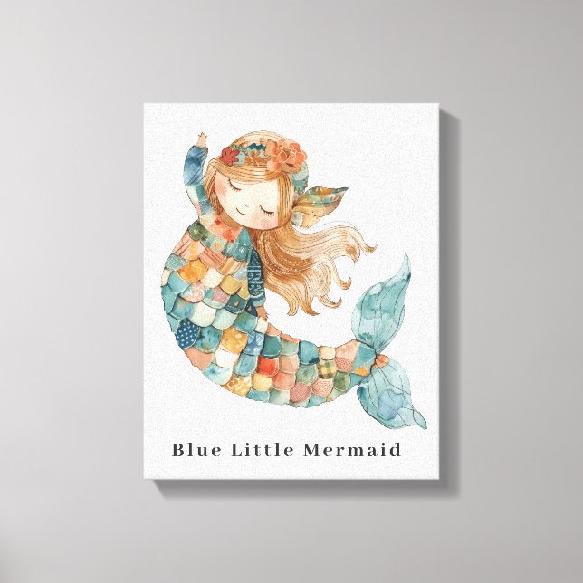 Blue Litte Mermaid Canvas Print (Front)