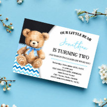 Blue Little Bear Birthday Beary Fun Celebration