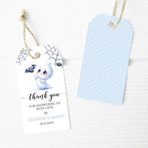 Blue Little Boo Baby Ghost Boy Shower Thank You Gift Tags