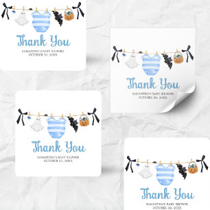 Blue Little Boo Baby Shower Square Sticker